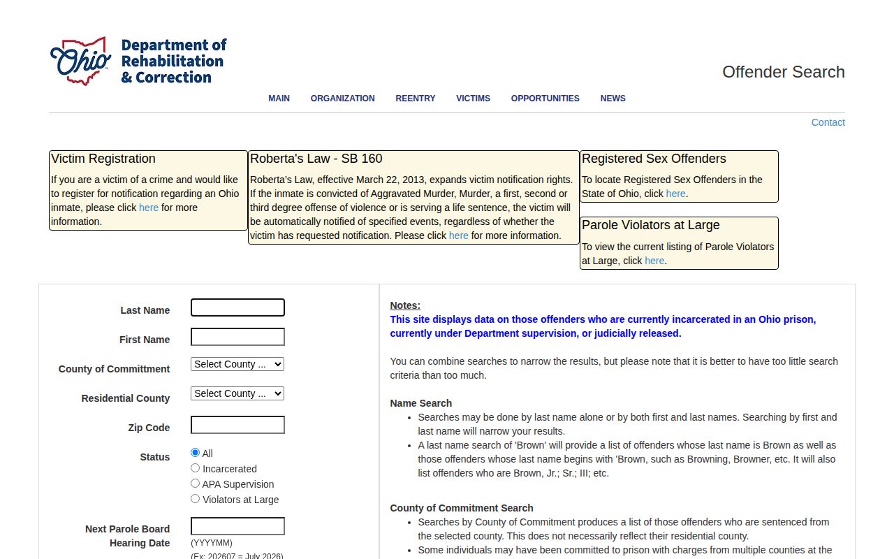 ODRC search for Morgan County released inmate records